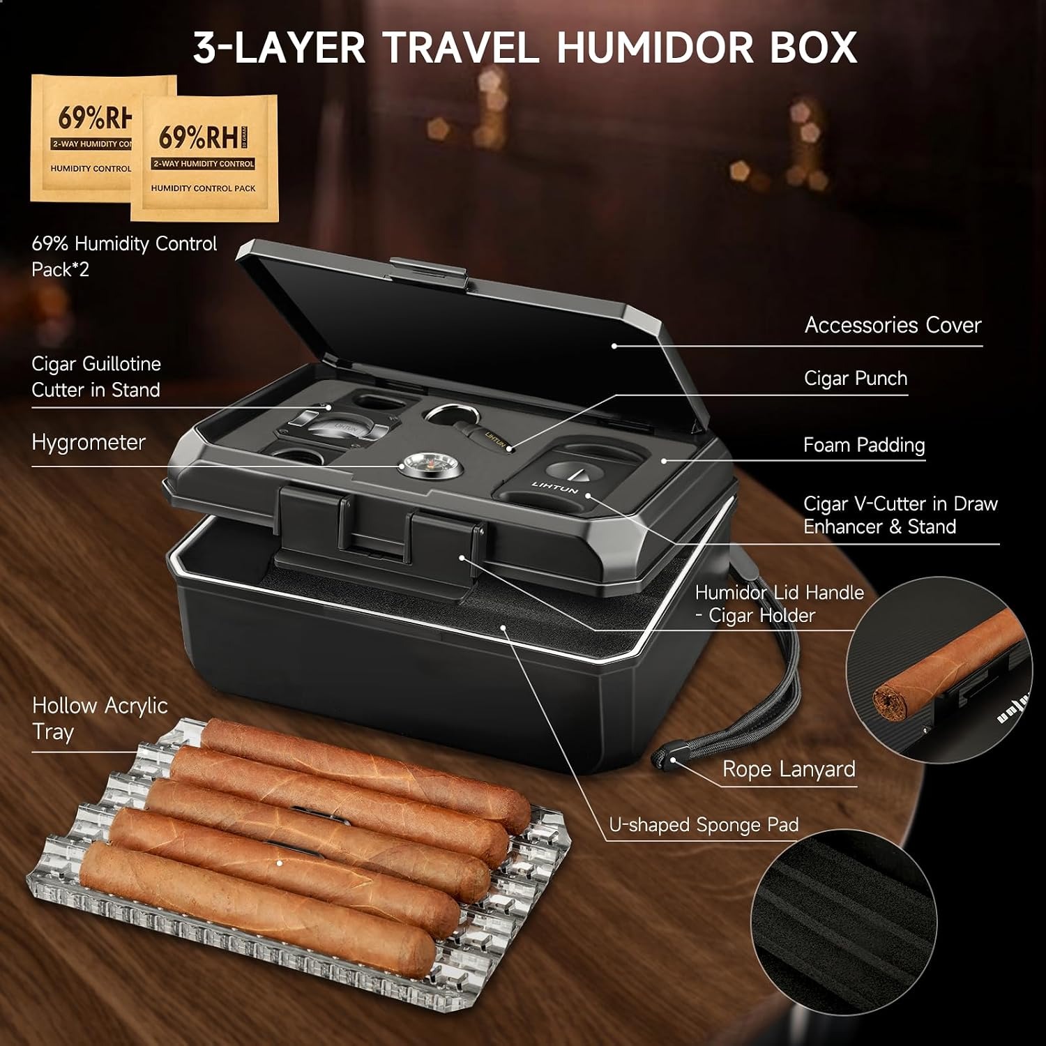 LIHTUN Travel Cigar Gift Set, detail view